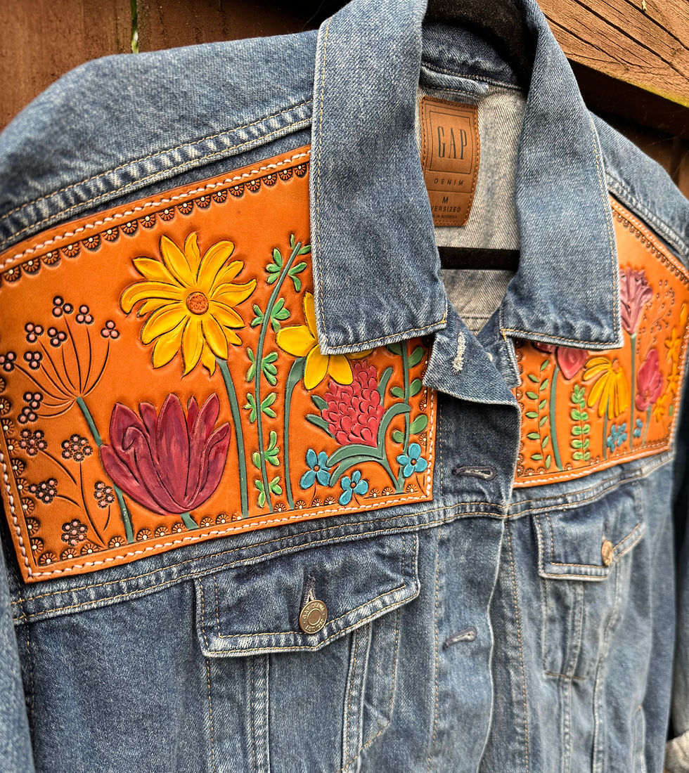 Thumbnail: Wildflower Tooled Jean Jacket