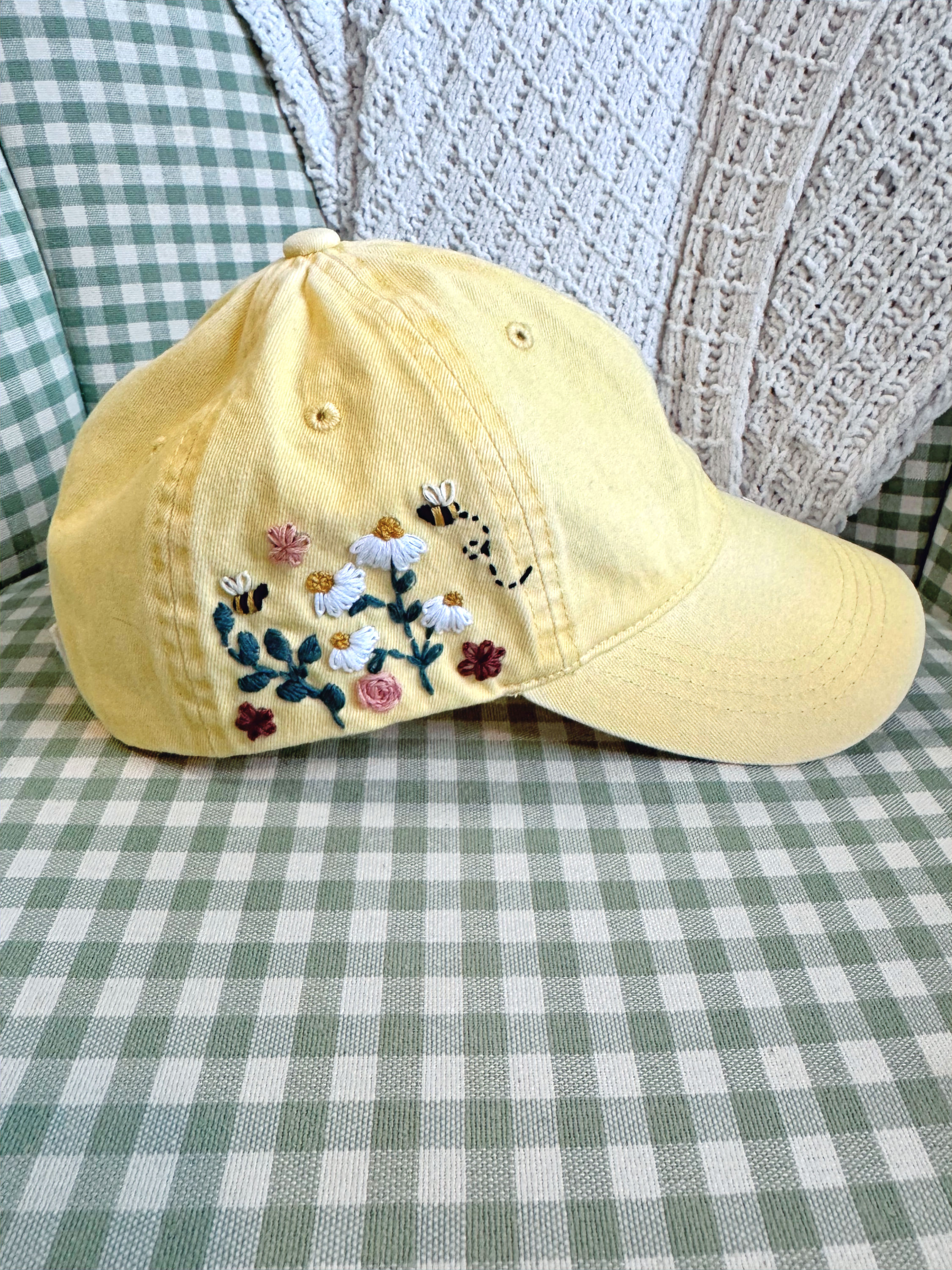 Hand Embroidered Hat- Yellow