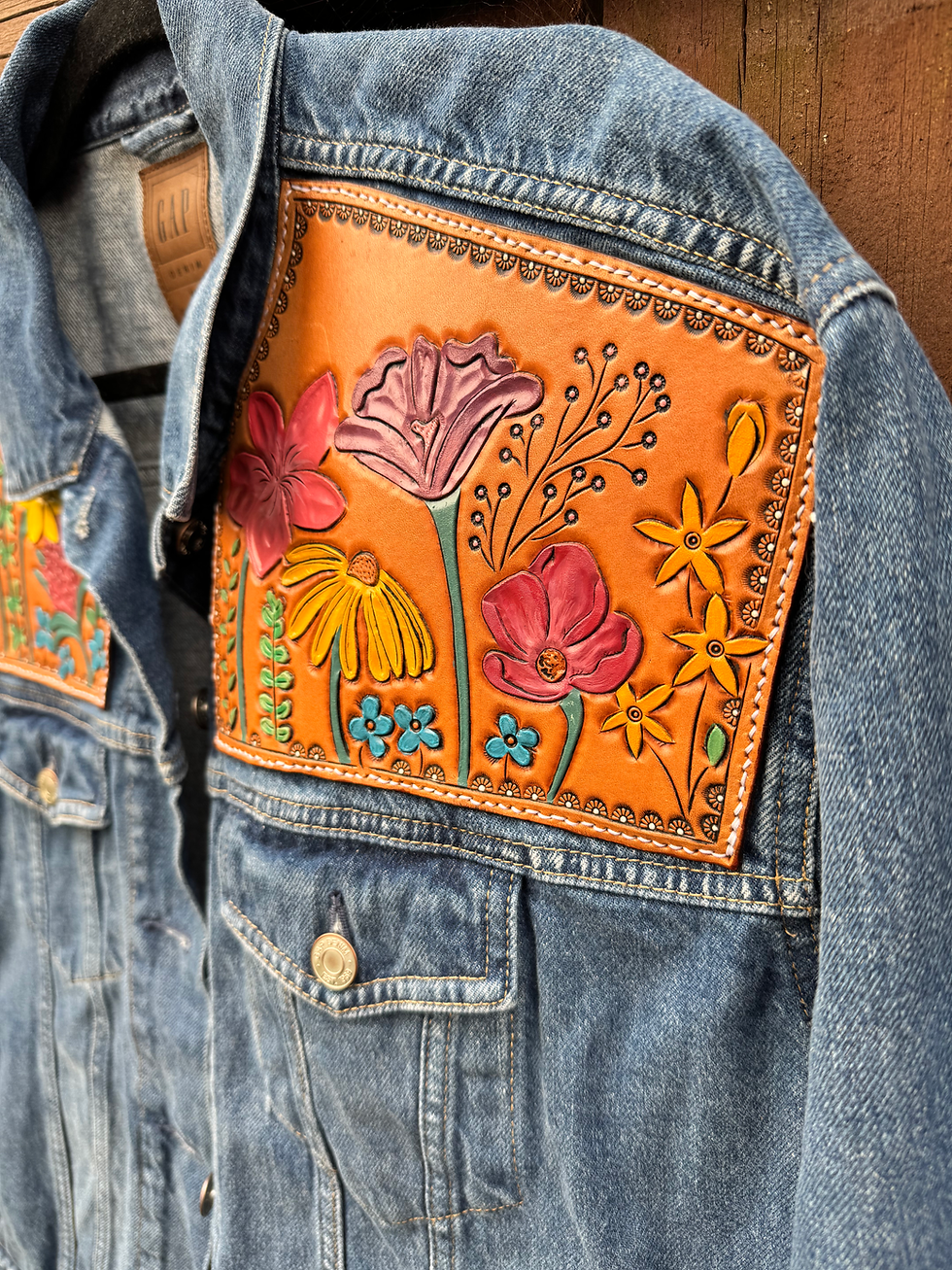 Thumbnail: Wildflower Tooled Jean Jacket