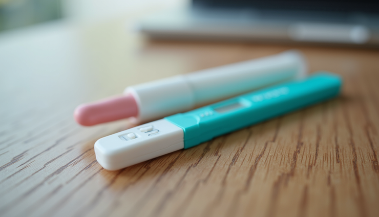 Close-up view of a genetic testing kit with two cheek swabs on a table