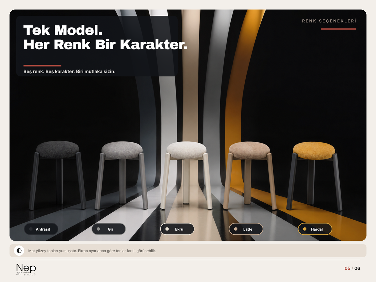 Beş renk seçeneği