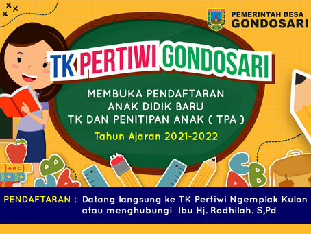 Pendaftaran anak didik baru TK PERTIWI GONDOSARI