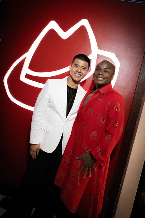 Telly Leung and Nathan Lee Graham at West Bank Cafe - a popular hangout for Broadway stars in Hell's Kitchen