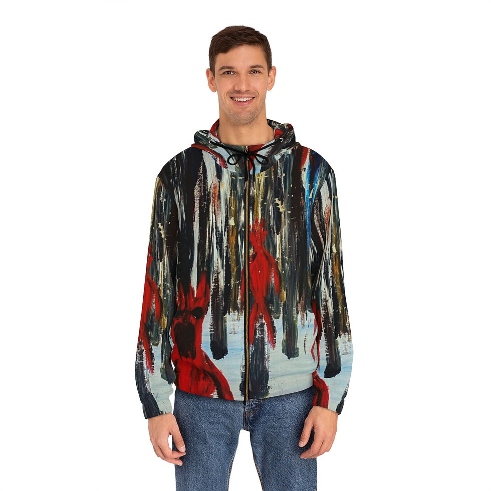 Thumbnail: LIFE WITH NO SKIN, CBK & A- Men's Full-Zip Hoodie (AOP)