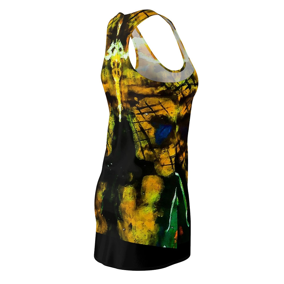 Thumbnail: 'Crocodile V Snake' CBK & A- Women's Cut & Sew Racerback Dress (AOP)