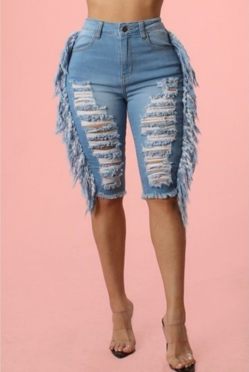 Thumbnail: High Rise Frayed Bermudas