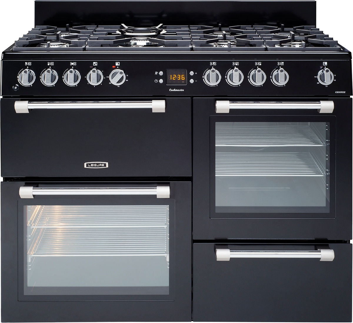 Leisure Cookmaster Dual Fuel Cooker 7-Gas Burner 110cm Black