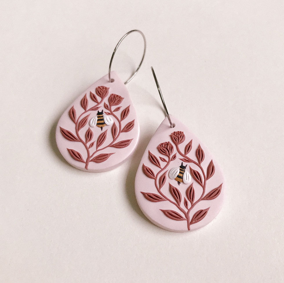 Polymer Clay Dangly Earrings Stainless Steel Hoops (5)