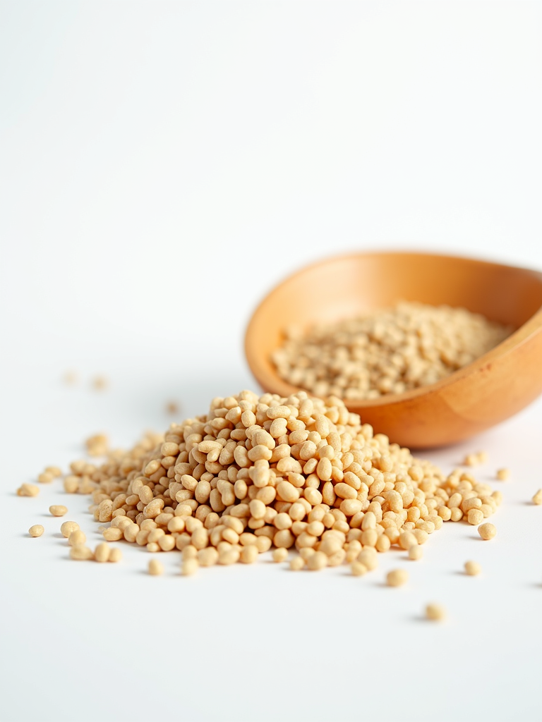 Selection of clean plant-based protein sources arranged neatly on a bright background.