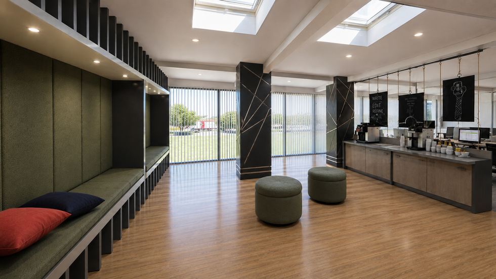 Lounge mit Kaffeebar im Fintech-Büro Zürich