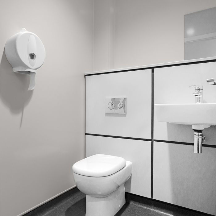 Thumbnail: pebble wall covering for toilet area