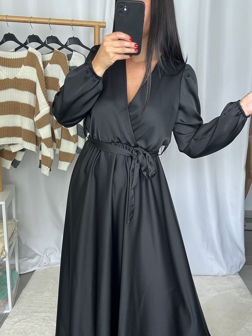 Miniature : Robe Longue Satinée Noire TU