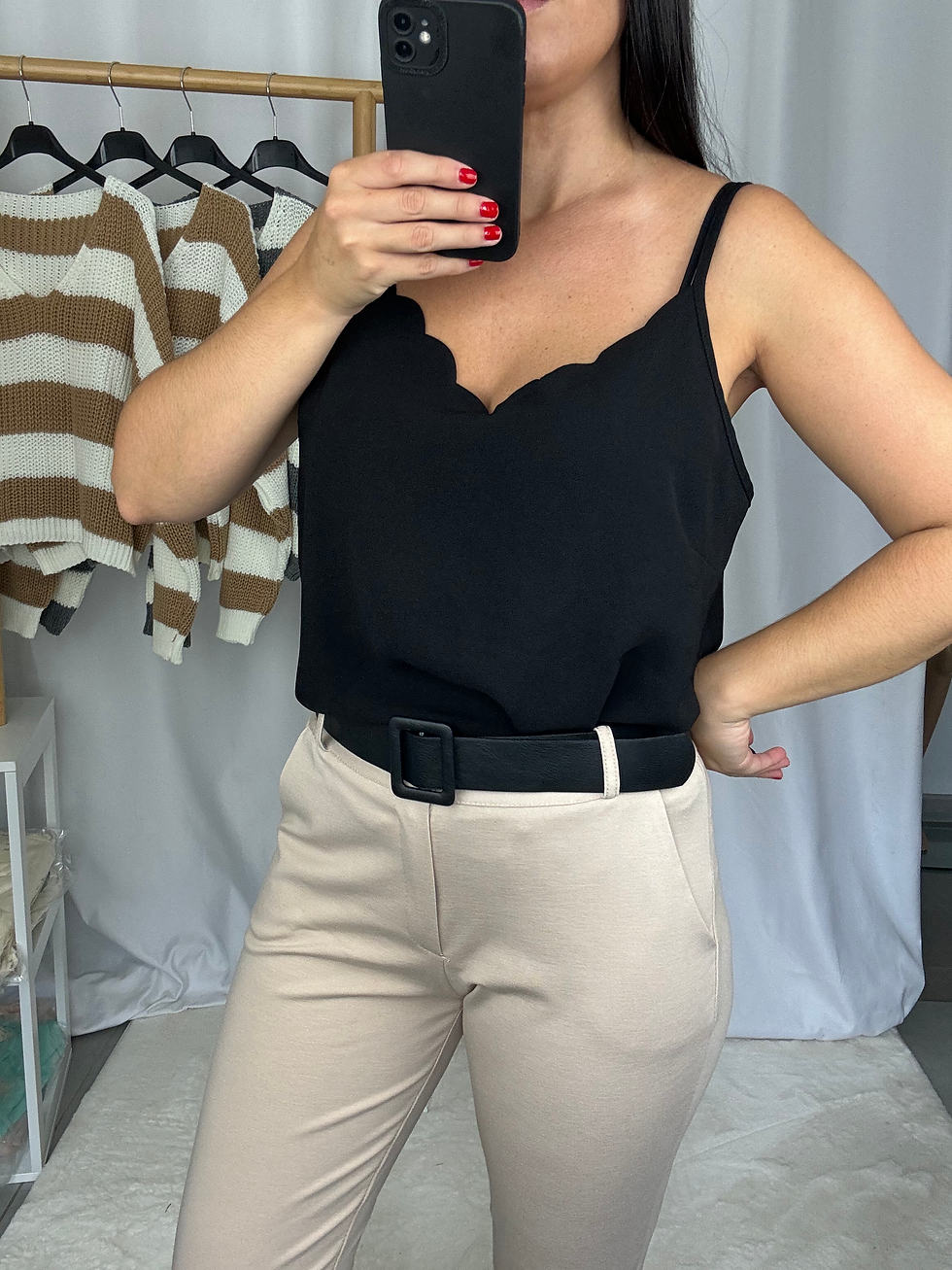 Miniature : Pantalon Strech + Ceinture Crème