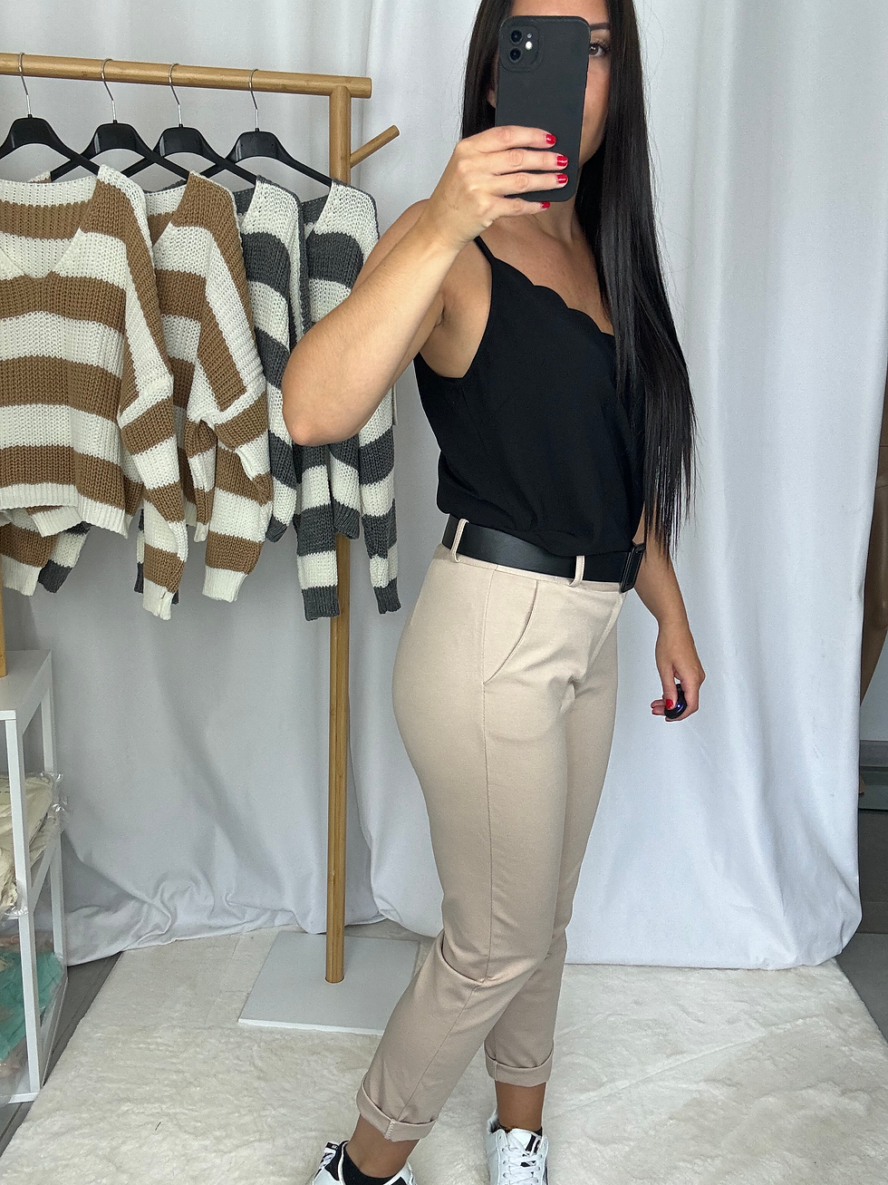 Miniature : Pantalon Strech + Ceinture Crème