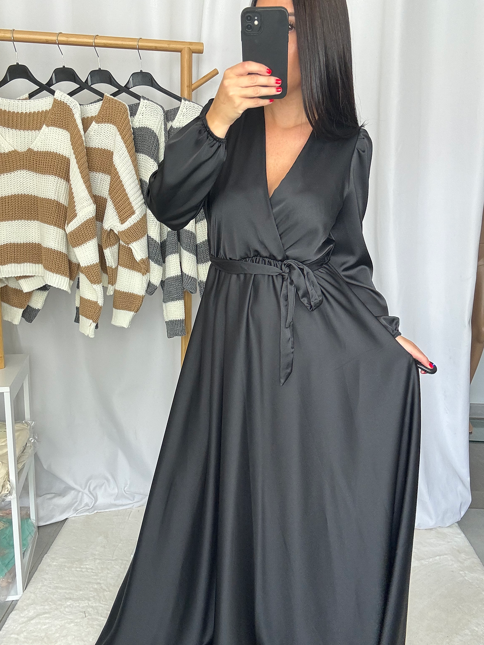 Miniature : Robe Longue Satinée Noire TU