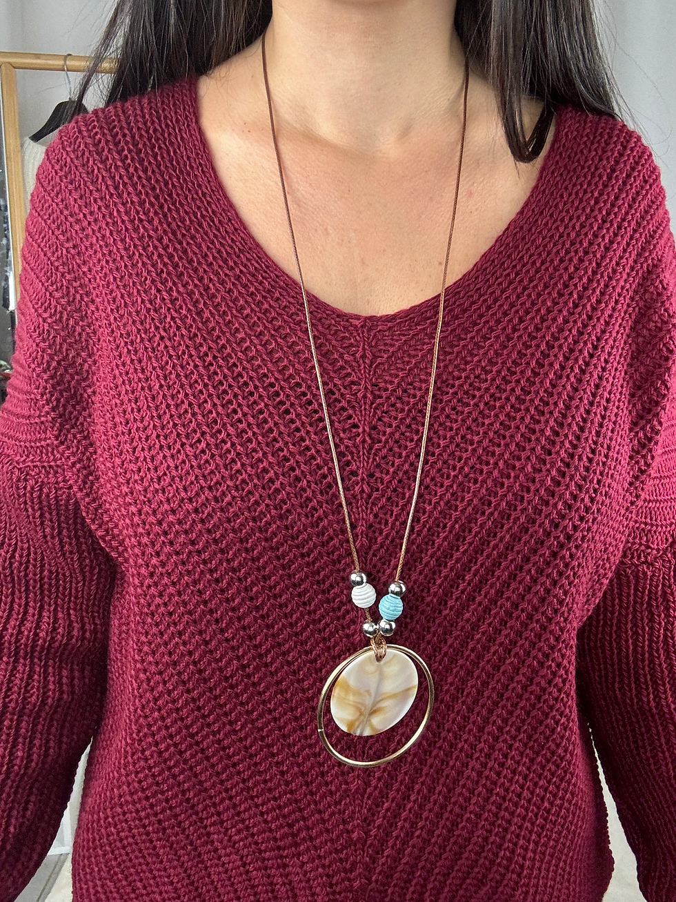 Miniature : Pull Bordeaux + Collier TU