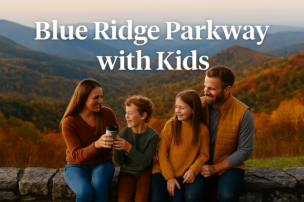family in front of mountains in fall