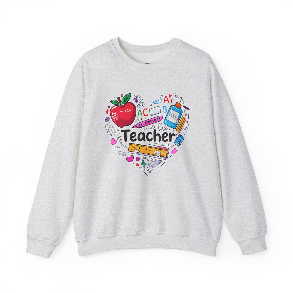 White teacher Heart collage sweatshirt 