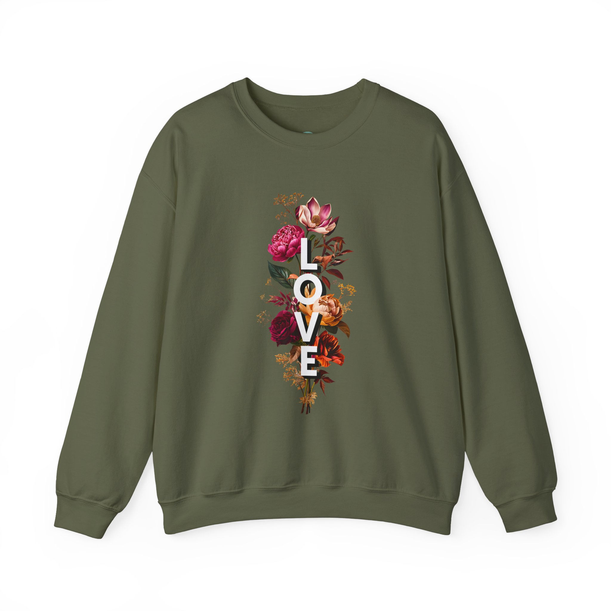 Green floral Love sweatshirt