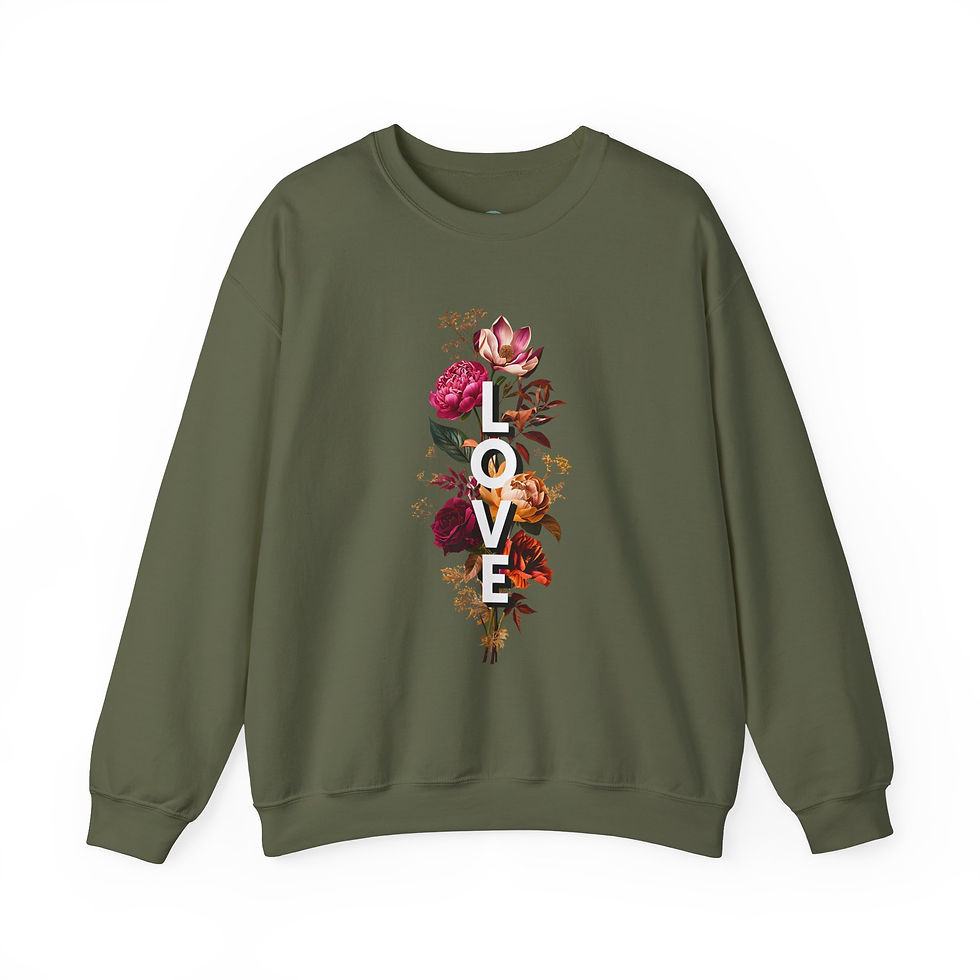 Green floral Love sweatshirt 