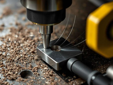 CNC (Computer Numerical Control) milling machine cutting a metal workpiece.