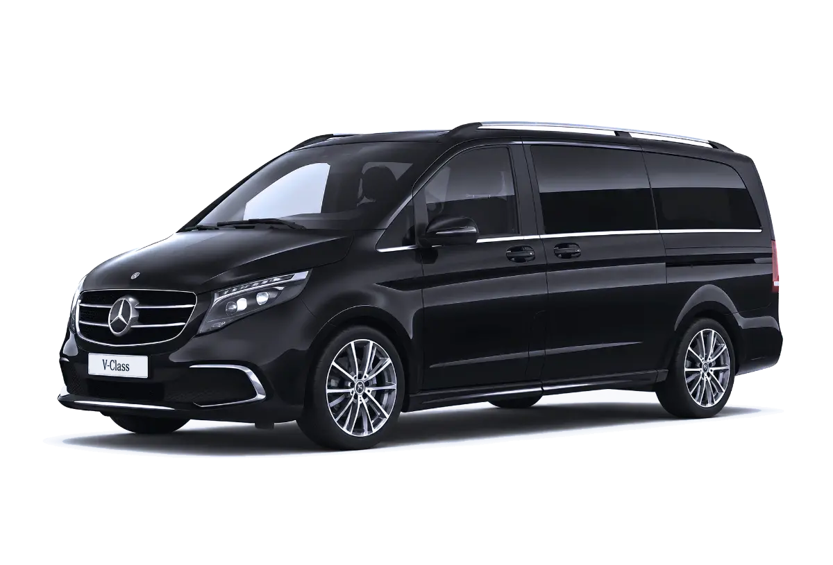 Black Benz V-Class front angle no plate