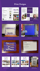 A Keyway Center for Diversion and Reentry themed brochure, selfie frame cutout. backdrop. postcard, and several poster board displays.