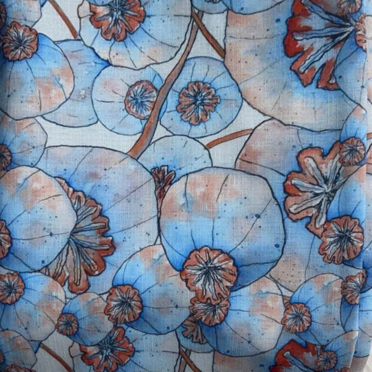 Poppy Garden Silk-Viscose Blend: Blue Mist