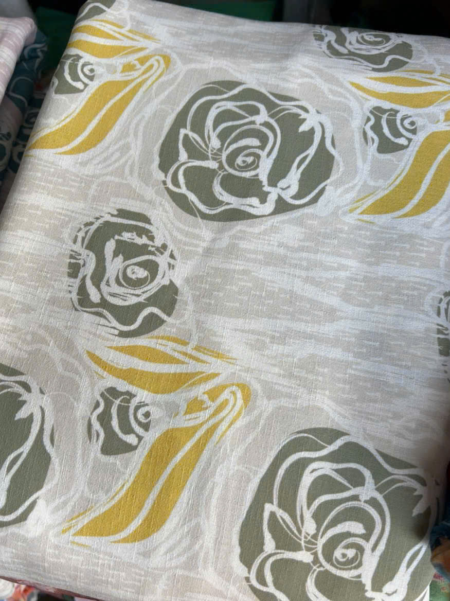 Thumbnail: Bold Roses Silk-Viscose Blend: Sage Green
