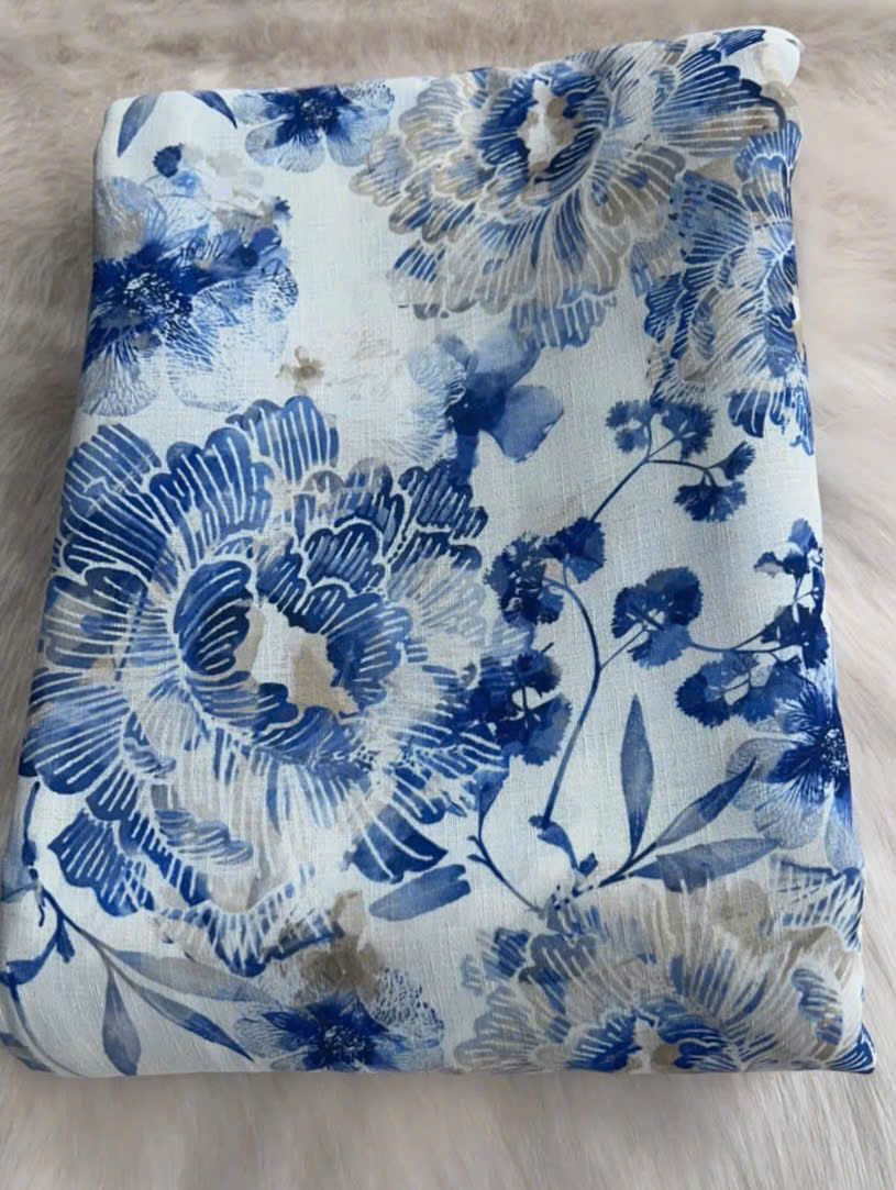 Thumbnail: Chinoiserie Floral Sketch Silk-Viscose Blend