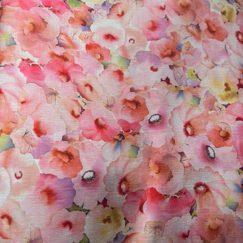 Floral Cascade Silk-Viscose Blend: Palette of Summer