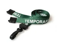 Green Temporary Lanyards with Plastic J Clip