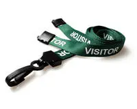 Green Visitor Lanyards with Plastic J Clip