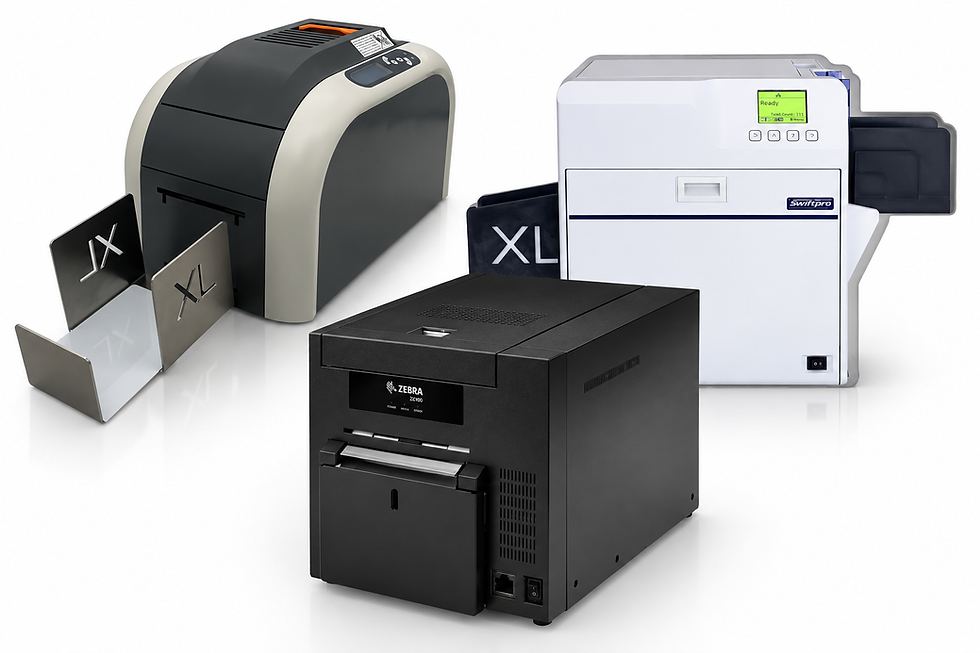 Professional card printers for event accreditation.