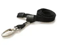 Black plain lanyard with metal lobster clip
