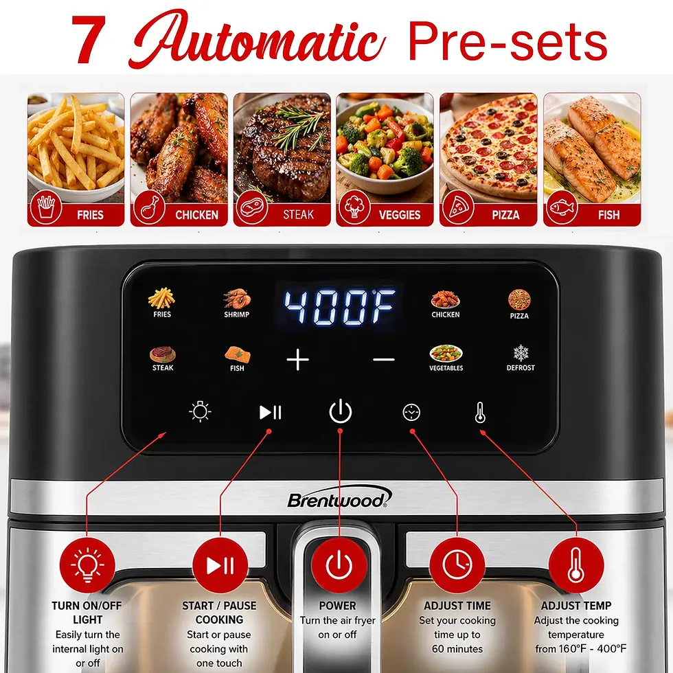 Thumbnail: BRENTWOOD AF-800DBK XL 8-Quart Digital Air Fryer