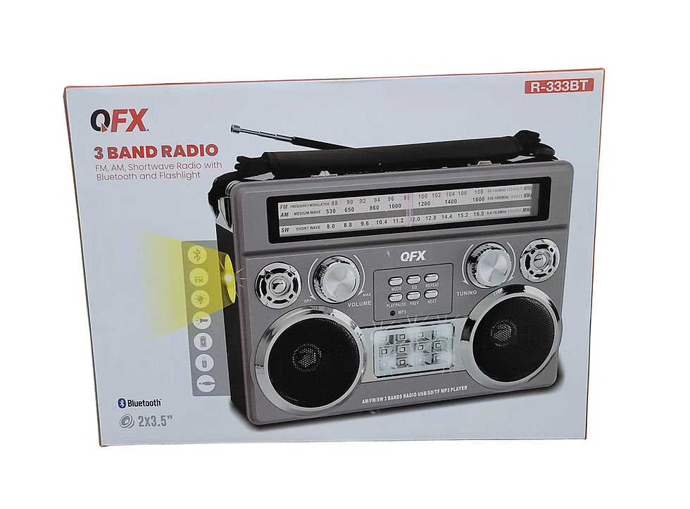 Thumbnail: QFX R-333BT-SLVR 3 Band Radio FM/AM with Flashlight