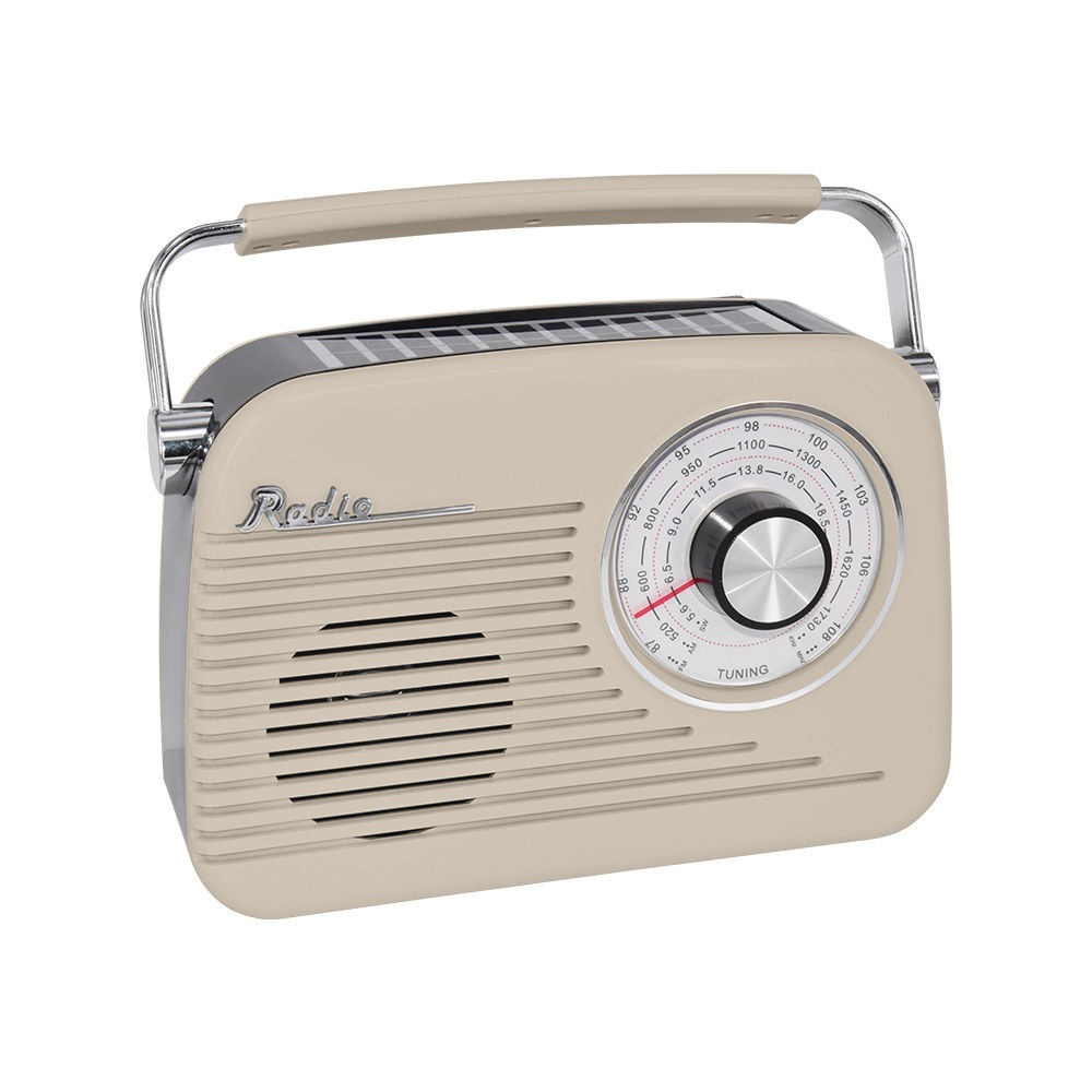 QFX R-58-IVY Portable Solar Rechargeable 3-Band Radio w/ BT+Music Player, Ivory