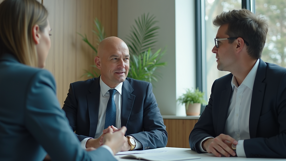 Eye-level view of a professional recruiter interviewing a candidate