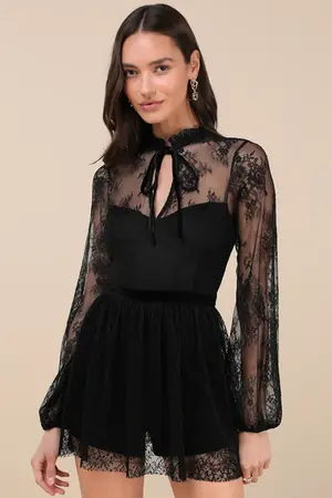 This is a one-piece in black lace.