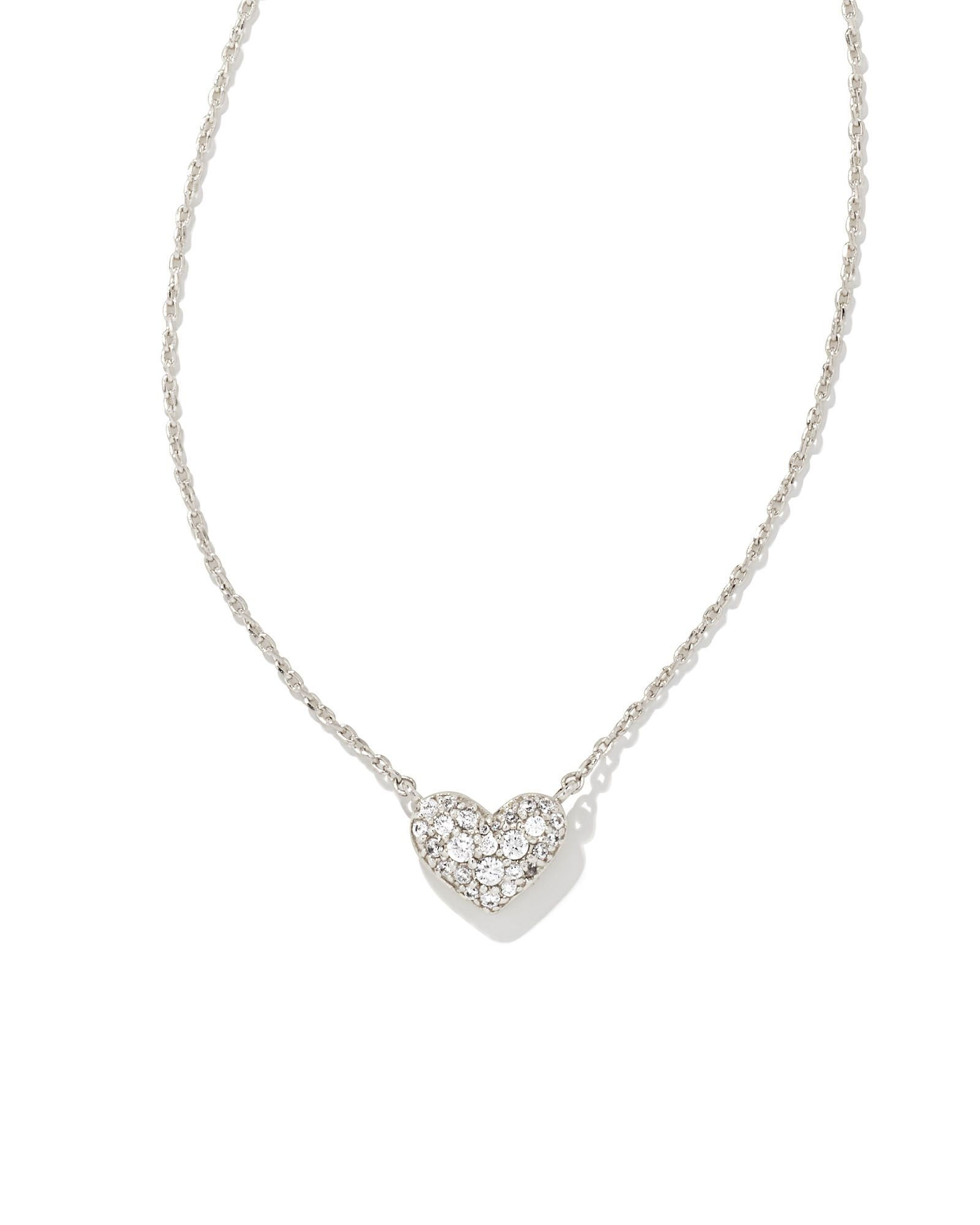 Rhodium Tone Ari Necklace With Pave White Crystal