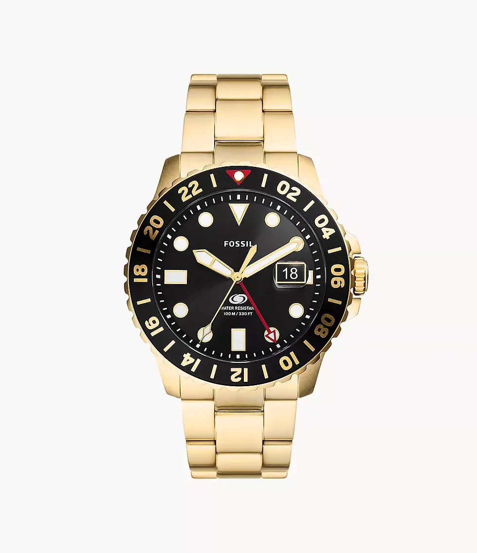 Thumbnail: Fossil Men's Blue GMT Gold Tone Watch