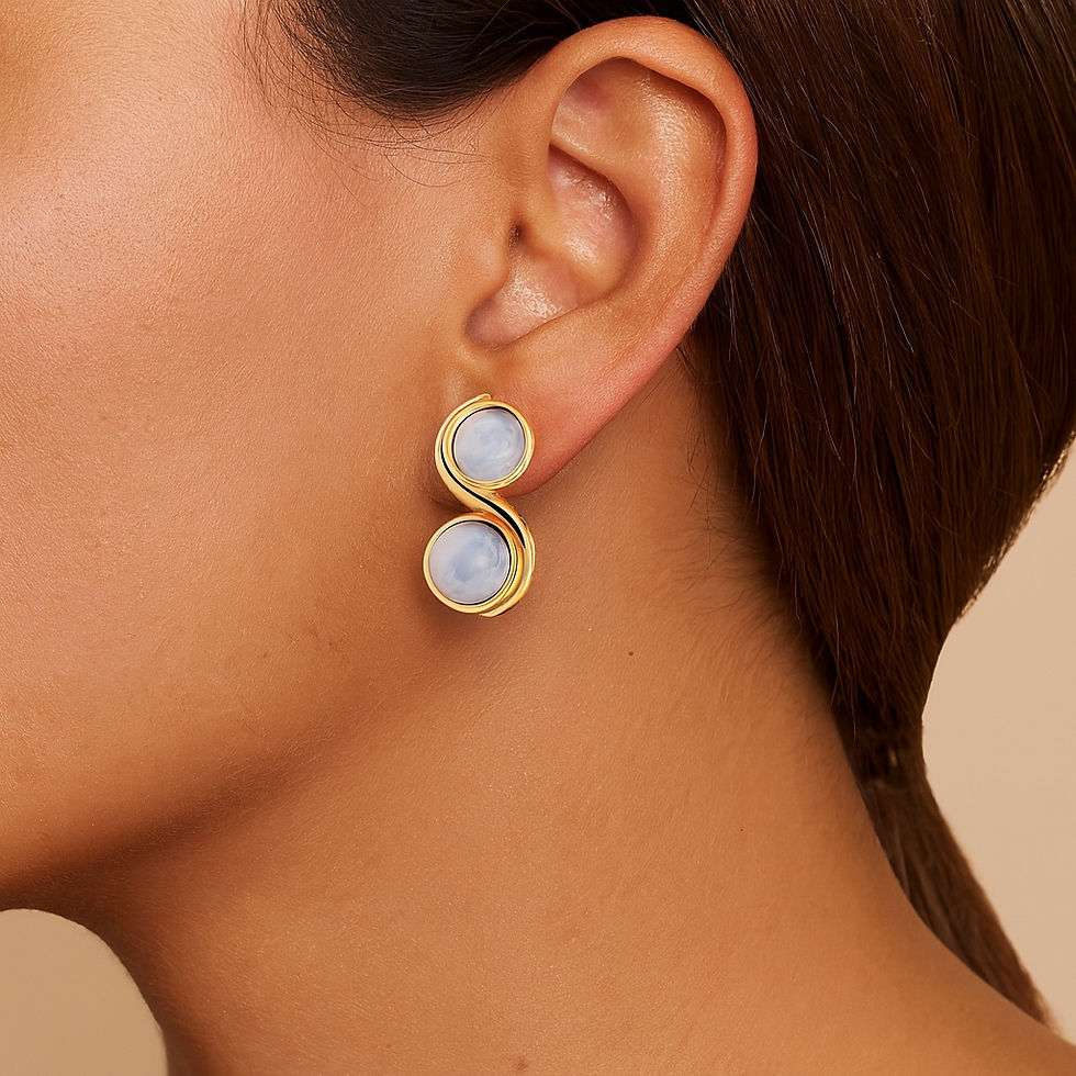 18ct Yellow Gold & Moonstone Stud Earrings - lifestyle