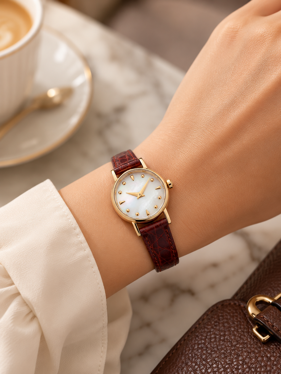1 25 Pebble 18ct Gold Watch with Mother of Pearl Dial - lifestyle
