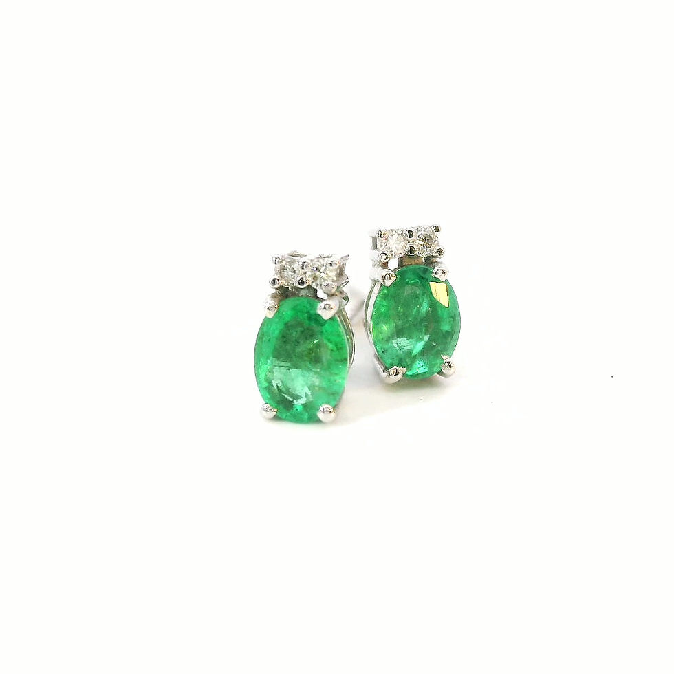 18ct White Gold, Emerald & Diamond Studs - video