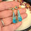 Thumbnail: 18ct Yellow Gold, Boulder Opal & Sapphire Drop Earrings - lifestyle 2
