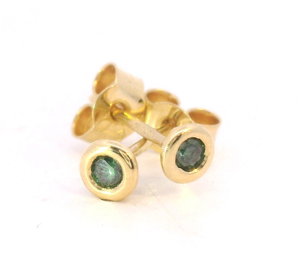 18ct Gold & Green Diamond Stud Earrings