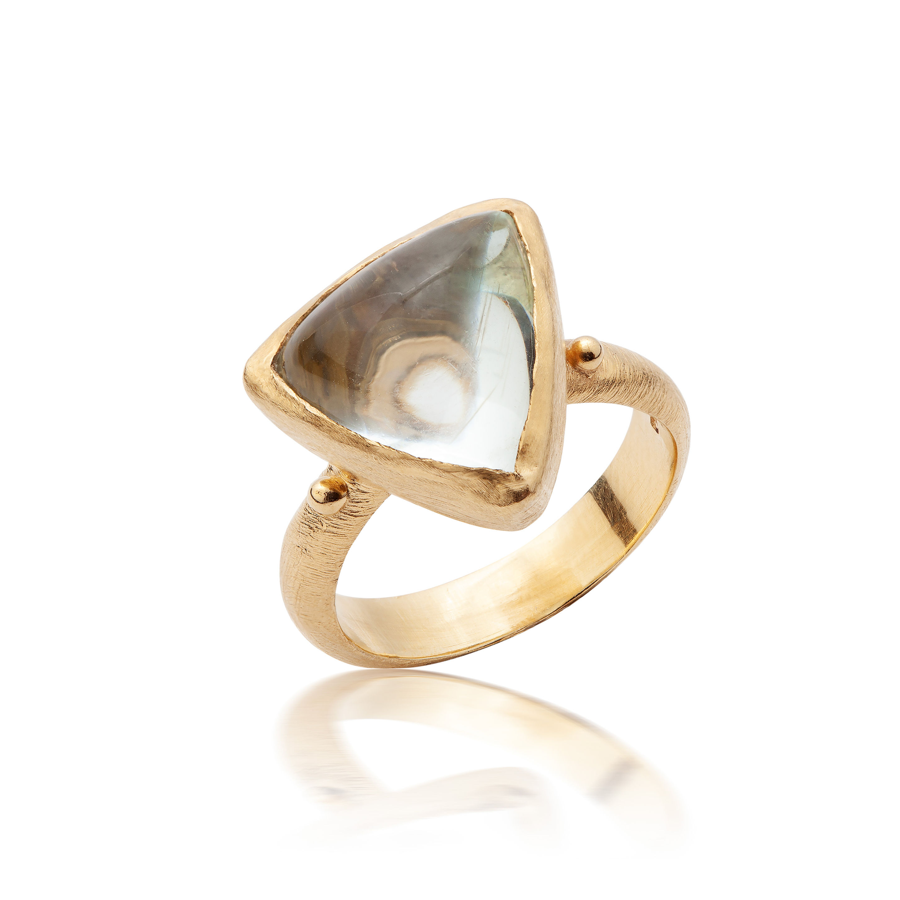 18ct Yellow Gold & Cabochon Tourmaline Dress Ring - front view