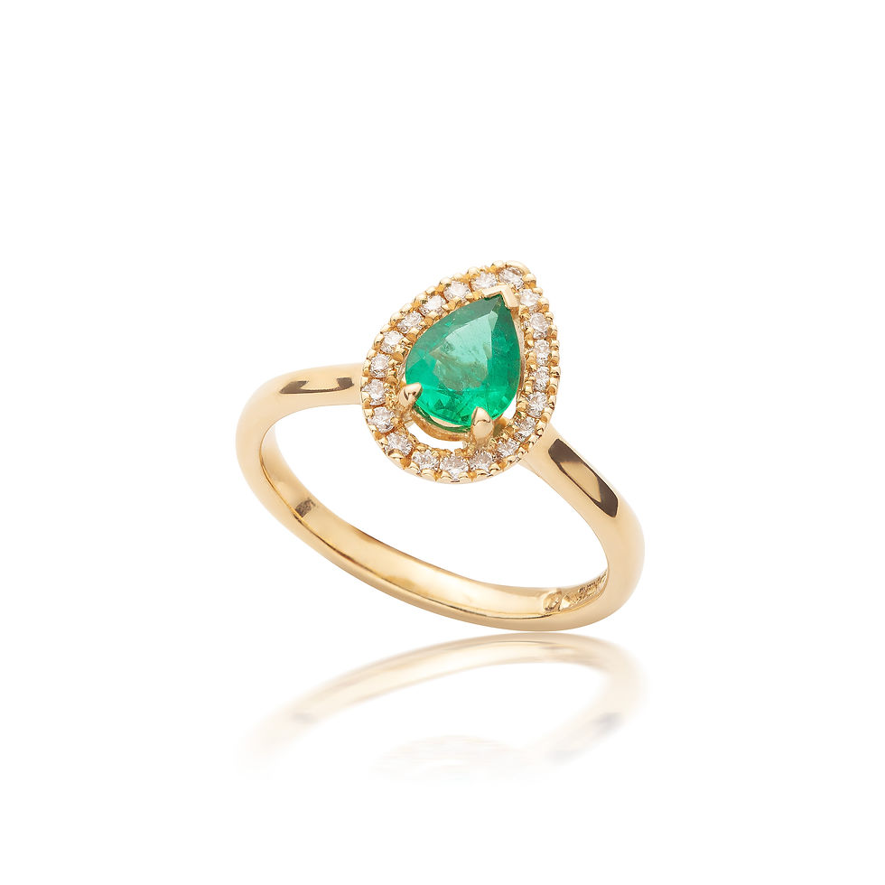 18ct Yellow Gold, Emerald & Diamond Cluster Ring - front view