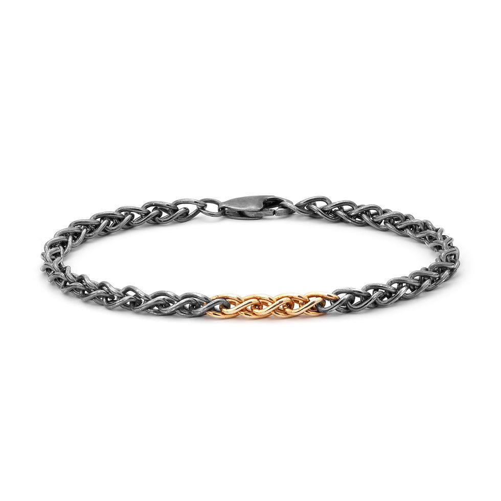 Sterling Silver & Yellow Gold Spiga Bracelet - front view